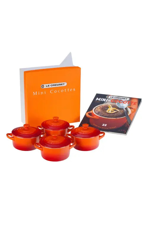 Le Creuset 5-Piece Mini Stoneware Cocottes & Cookbook Set in Flame at Nordstrom | Nordstrom