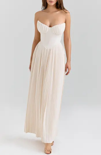 Marcella Strapless Pleated Georgette Gown | Nordstrom