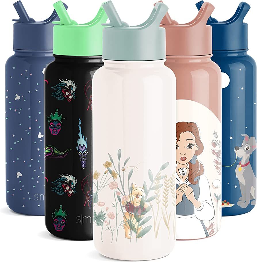 Simple Modern Disney Water Bottle with Straw Lid Vacuum Insulated Stainless Steel Metal Thermos |... | Amazon (US)