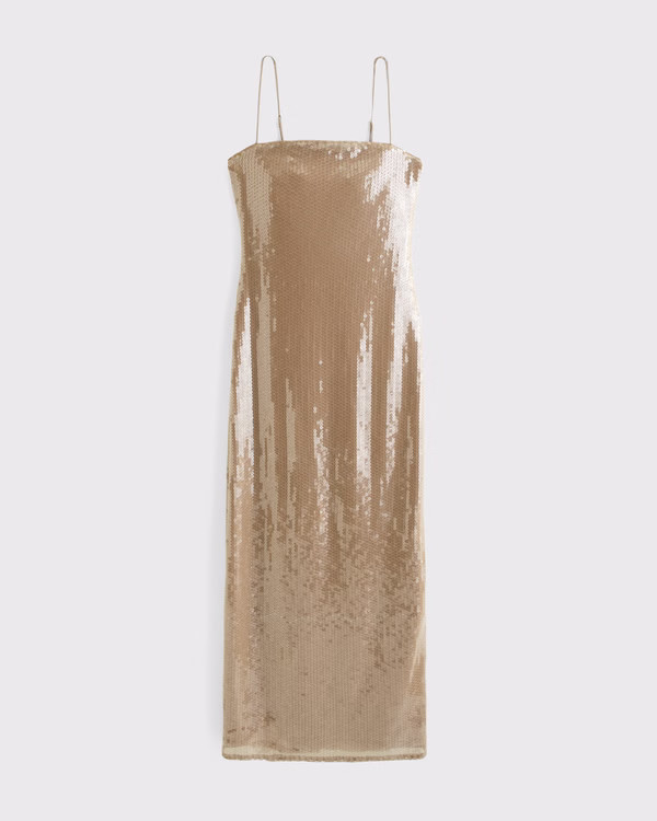 Sequin Straight Neck Midi Dress | Abercrombie & Fitch (US)