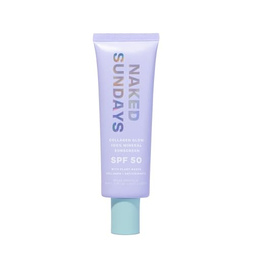 Naked Sundays SPF50+ 100% Mineral Glow Sunscreen, Daily Hydrating Facial Moisturizer & Primer with Zinc Oxide & Vegan Collagen, Sheer Tint, Broad Spectrum SPF Lotion (Jumbo 80ml) | Amazon (US)
