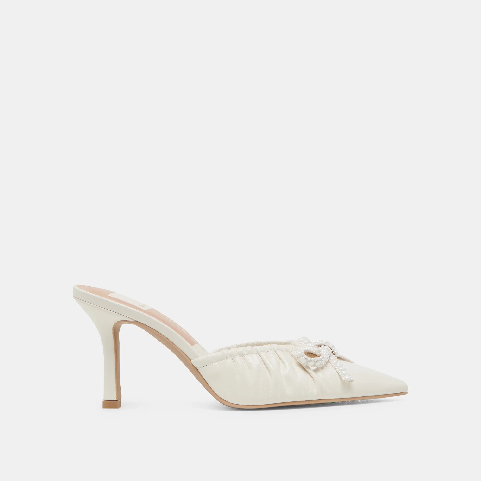KAIRI PEARL HEELS WHITE CRINKLE PATENT | DolceVita.com