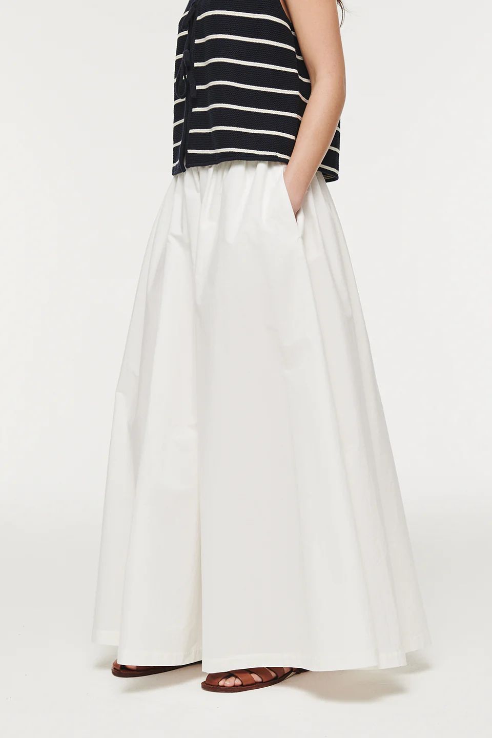 Natalie | Full Length Poplin Skirt in White | ALIGNE | ALIGNE USA