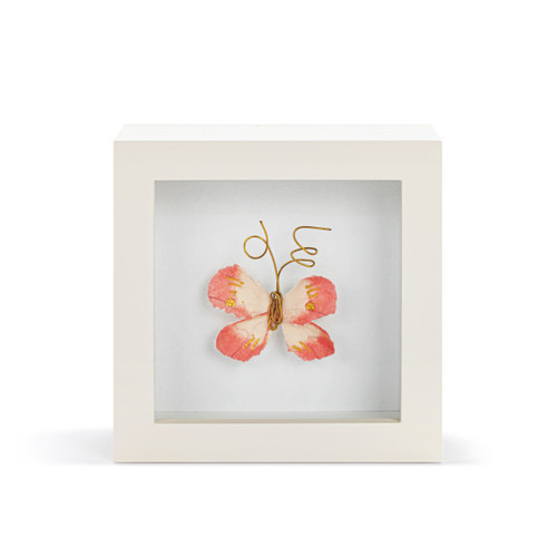 Loved So Much Coral Butterfly Shadow Box - 4in | DEMDACO