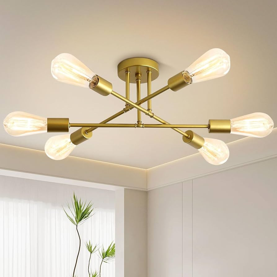 Sputnik Chandelier,6-Light Ceiling Light, Dining Room Light Fixture with E26 Bulbs,Ceiling Light ... | Amazon (US)