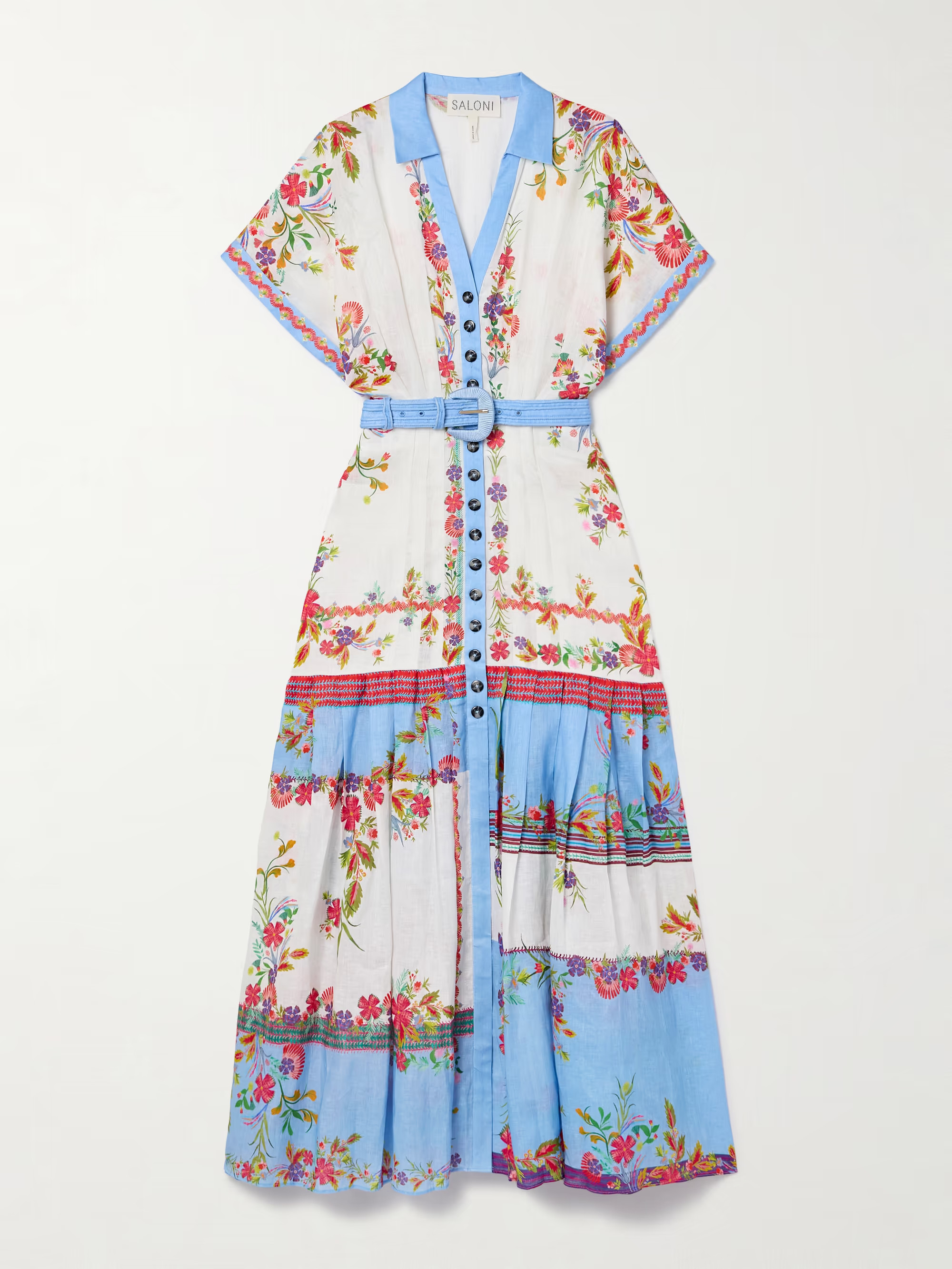 Riya belted pleated floral-print linen-voile dress | NET-A-PORTER (US)