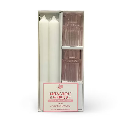 Valentine's Day 2pk 8" Taper Candles with Holder Set - Bullseye's Playground™ | Target