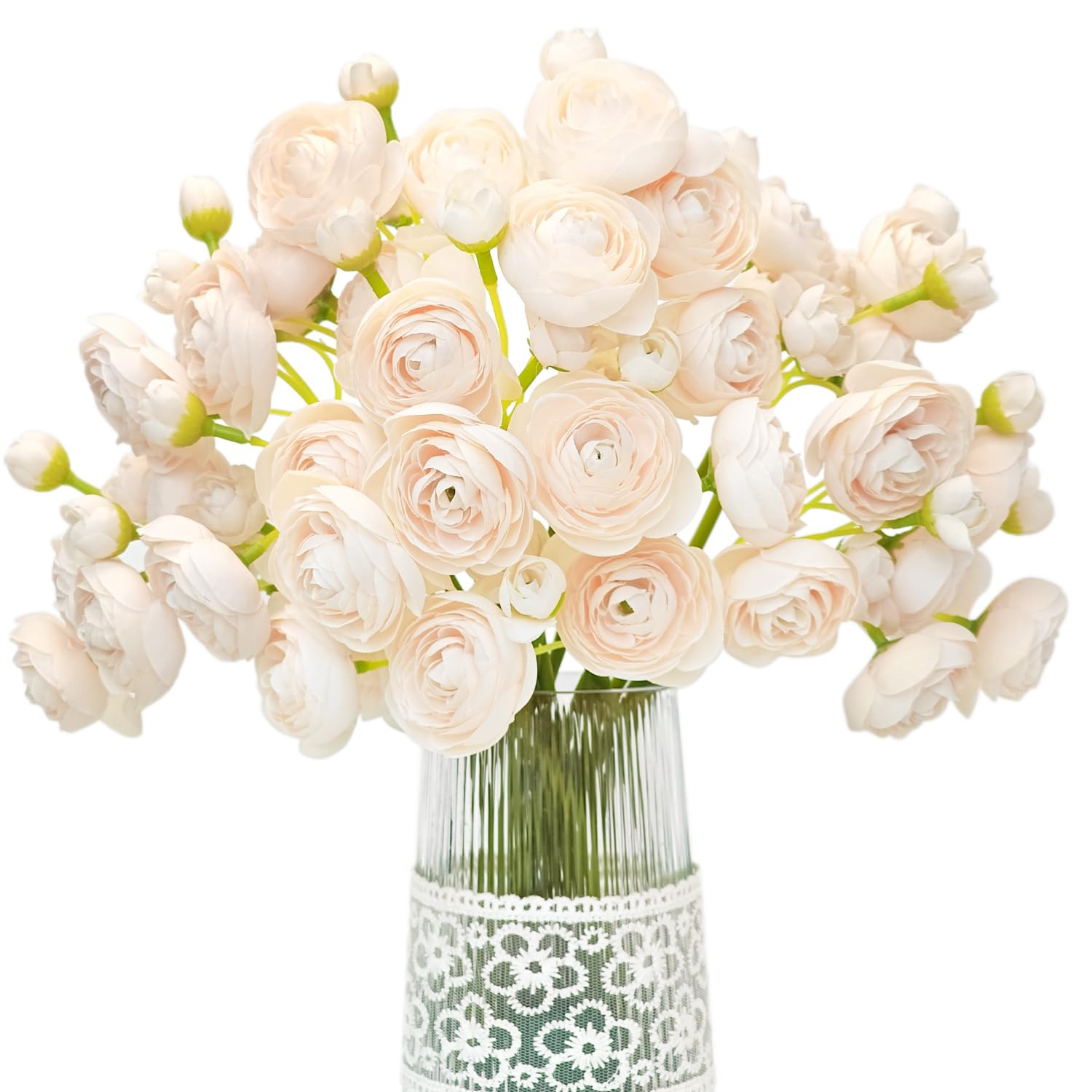 Letjolt Ranunculus Artificial Flower Light Champagne Silk Flowers Faux DIY Bouquet for Wedding En... | Amazon (US)
