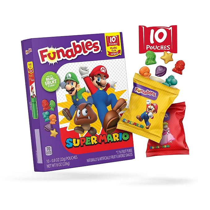 Funables Fruit Snacks, Super Mario Shaped Fruit Flavored Snacks, Pack of 10 0.8 ounce Pouches | Amazon (US)