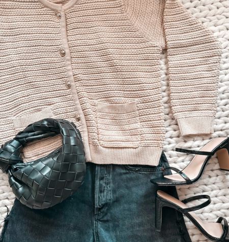 Cardigan 
Black jeans 
Bag
Sandals 

Spring outfits  
#ltkseasonal
#ltkover40
#ltku 
Amazon fashion
Amazon find 

#LTKshoecrush #LTKitbag #LTKfindsunder50