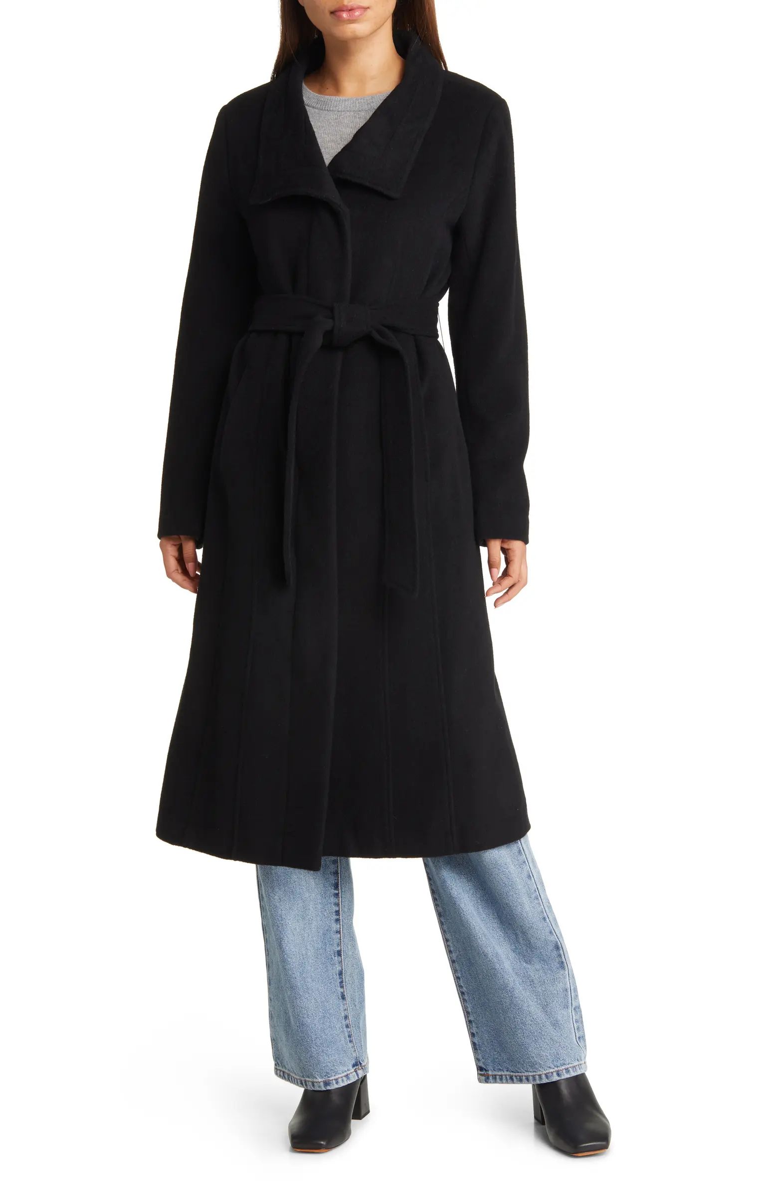 Cole Haan Signature Women's Slick Belted Long Wool Blend Coat | Nordstrom | Nordstrom