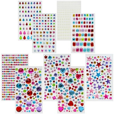 Wrapables 1154pcs Acrylic Self Adhesive Crystal Rhinestone Gem Stickers, DIY, Arts & Crafts Supplies (9 sheets), Assorted | Target
