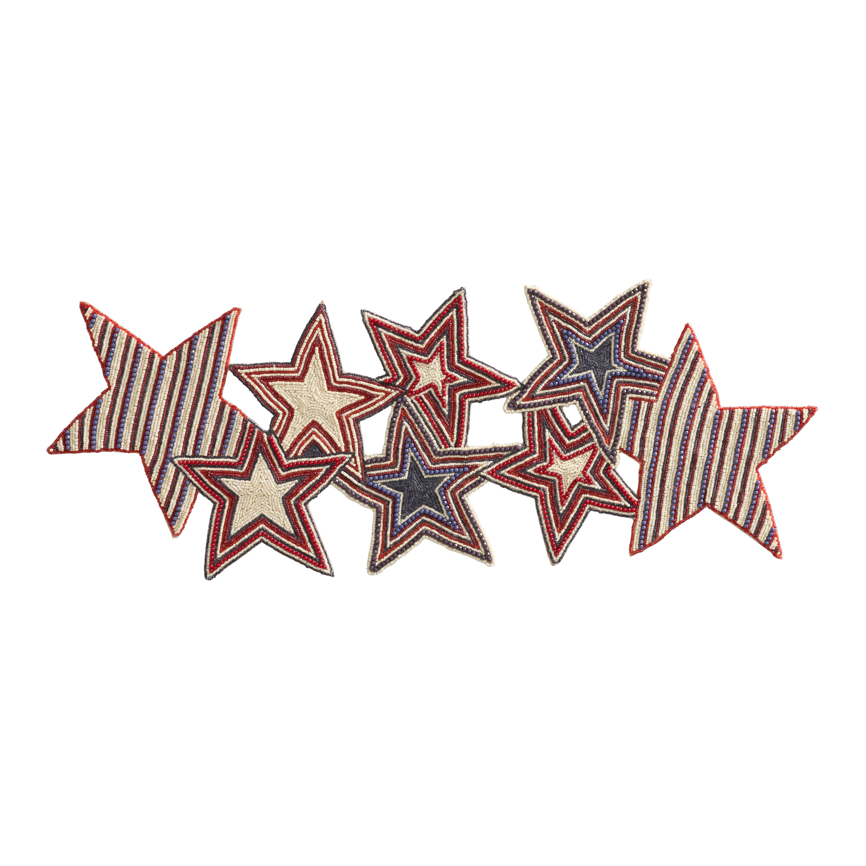 Red and Blue Stripe Star Beaded Table Runner | World Market