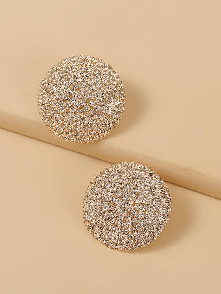 Rhinestone Decor Round Stud Earrings | SHEIN