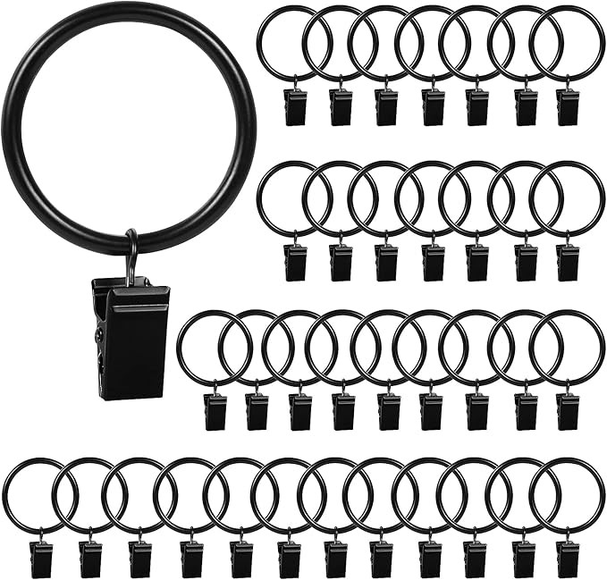 36 Pack Shower Curtain Hooks, Curtain Clips Metal Hooks Curtain Rings with Clips Curtain Hangers ... | Amazon (US)