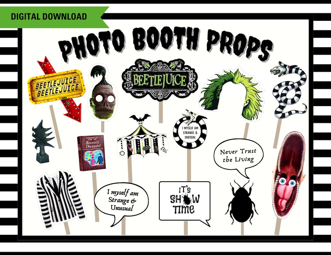 Beetlejuice Photobooth Props Digital Download Print & Cut at Home - Etsy | Etsy (US)
