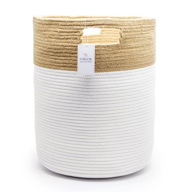 Chloe and Cotton Woven Laundry Basket with Handles - Cotton Baby Laundry Basket - 19'' H x 16'' D... | Walmart (US)