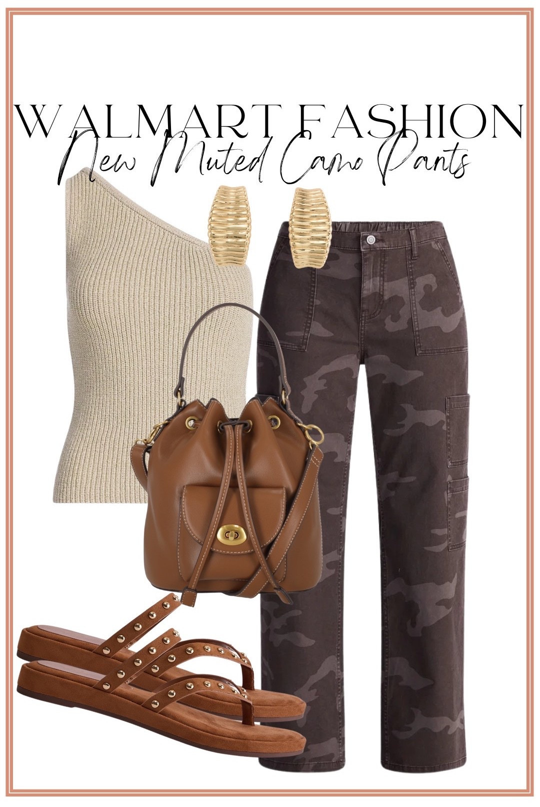 Muted camo is officially having a moment, and I’m obsessed with this elevated take! 🤎 These Walmart cargo pants are the perfect neutral statement piece and pair so effortlessly with a one-shoulder knit tank, studded sandals, and the cutest cognac bucket bag. Casual, comfy, and such an easy outfit to transition from summer into fall.

#walmartfashion #walmartfinds #walmartstyle #affordablefashion #cargopants #camopants #neutralstyle #casualstyle #everydayoutfit #budgetfashion #fallfashionpreview #summertofall #ootd #fashionfinds #styleinspo

#LTKootd #LTKPetite
