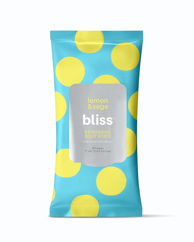 Bliss - Lemon & Sage Refreshing Body Wipes | Plant-Based, Aluminum Free, Natural Deodorant Wipes ... | Amazon (US)