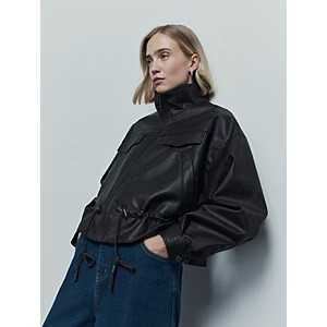 Studio Edit Chocolate Faux Leather Peplum Jacket | George