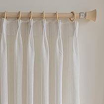 Artdix Linen Stripe Sheer Curtains 84 Inches Long 2 Panels Set, Timeless Pinch Pleat Linen Privac... | Amazon (US)