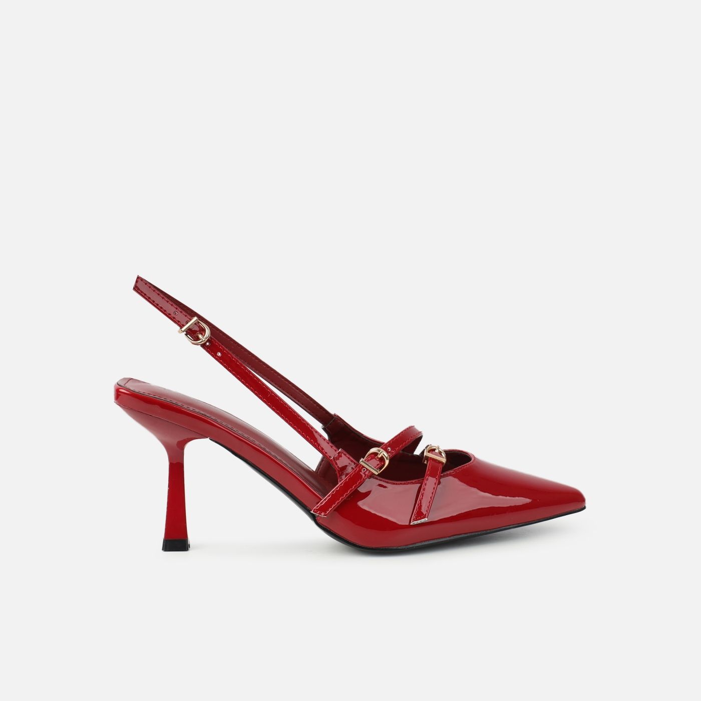 Aksa Red Patent Sling Back Court Shoes | Simmi Shoes