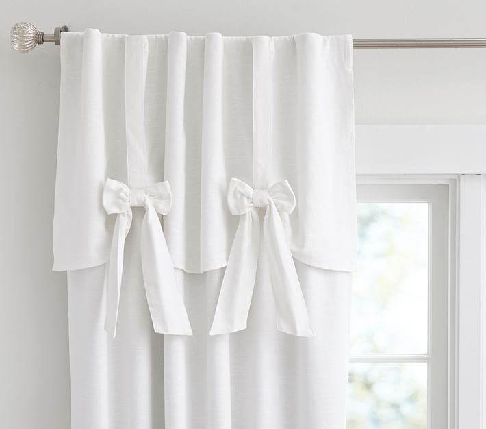 Evelyn Linen Blend Bow Valance Blackout Curtain Panel | Pottery Barn Kids