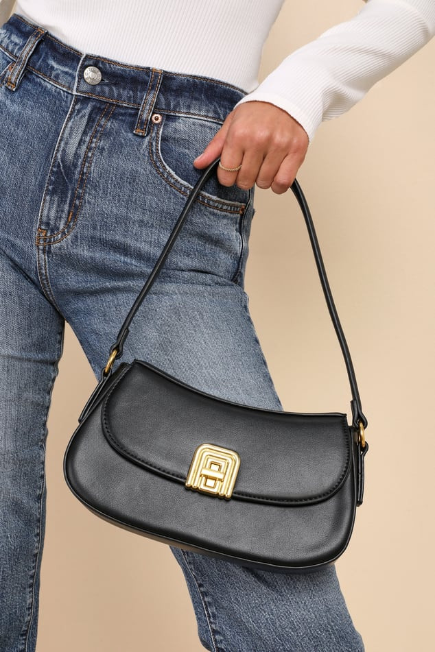 Picturesque Charm Black Faux Leather Shoulder Bag | Lulus