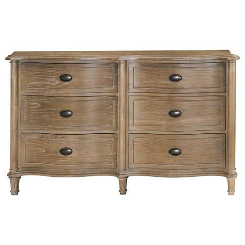Katrina French Country Brown Wood 6 Drawer Double Dresser | Kathy Kuo Home
