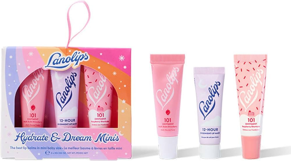 Lanolips Hydrate & Dream Minis Gift Set - Includes 101 Ointment Lanolin Lip Balm in Strawberry & ... | Amazon (US)