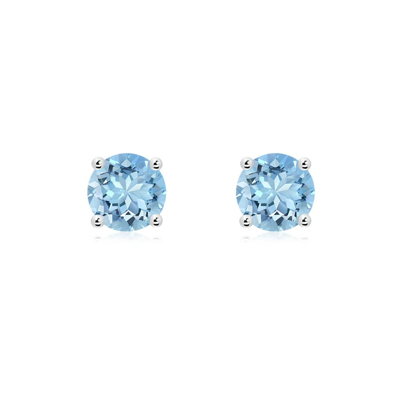 Round Aquamarine Stud Earrings | Angara Inc.