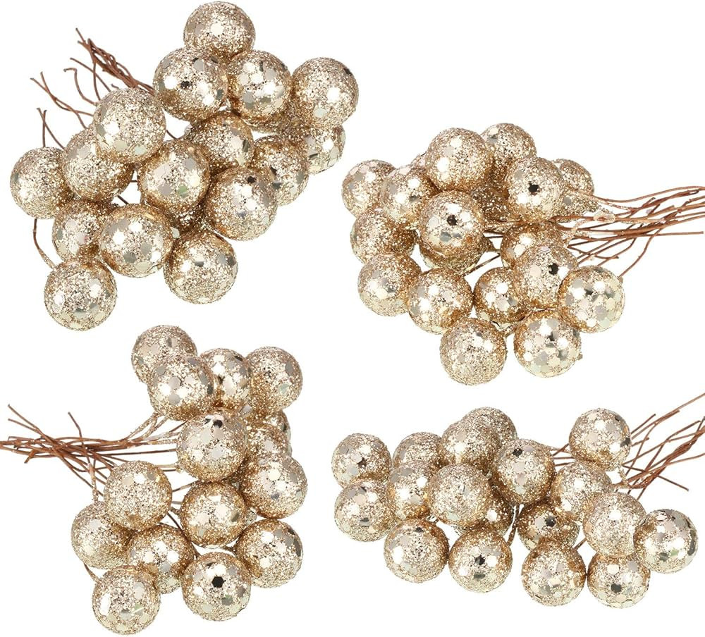 BBTO Artificial Holly Berries, 100 Pieces Mini 10 mm Fake Berries Decor on Wire for Christmas Tree D | Amazon (US)