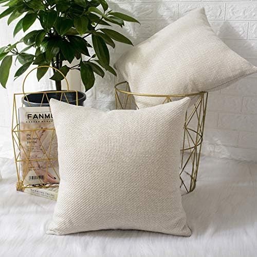 MERNETTE Pack of 2, Chenille Decorative Square Throw Pillow Cover Cushion Covers Pillowcase, Home... | Amazon (US)