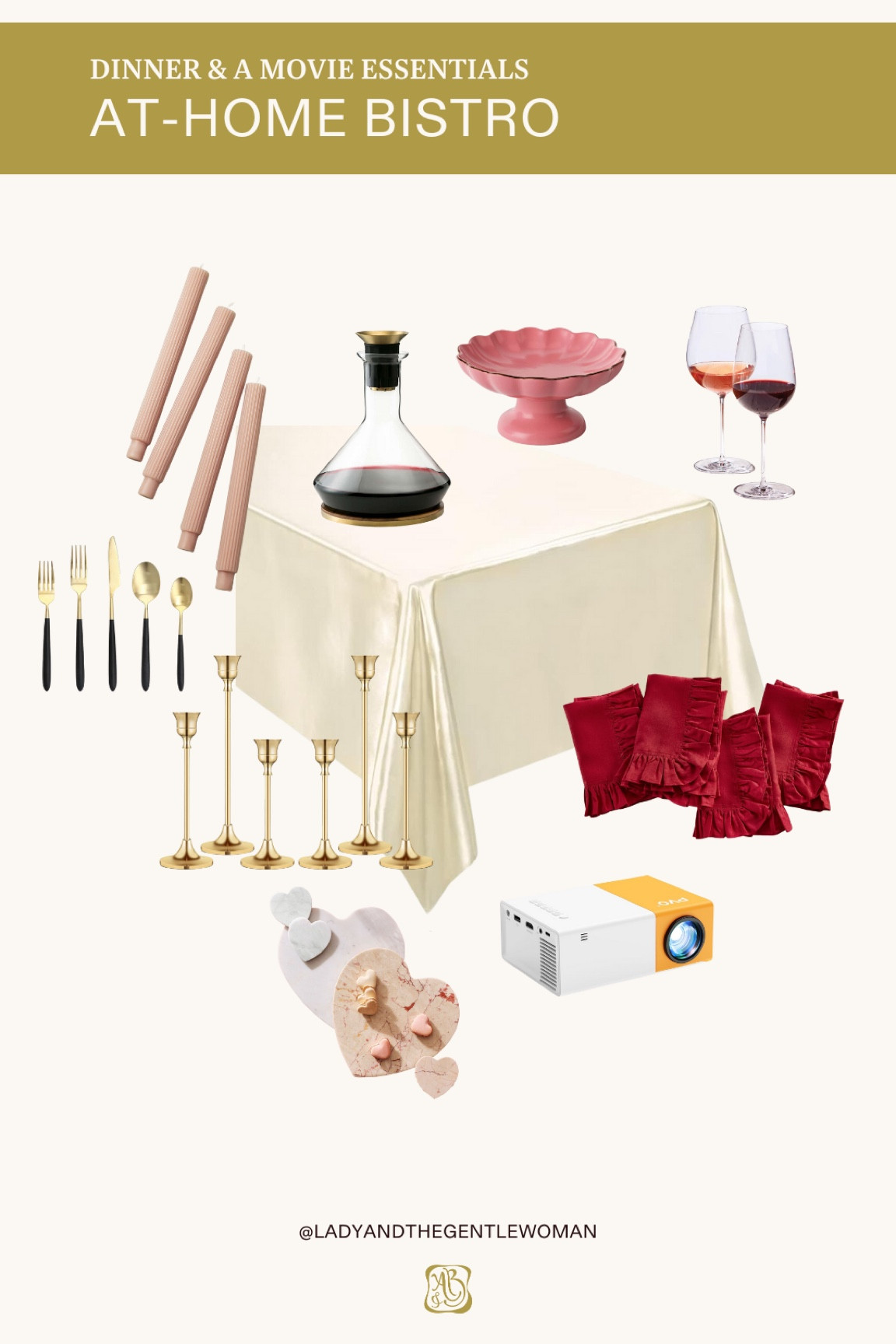 At-home bistro dinner and a movie date night tablescape essentials for  Valentine’s Day 

#LTKSeasonal #LTKHome #LTKSaleAlert