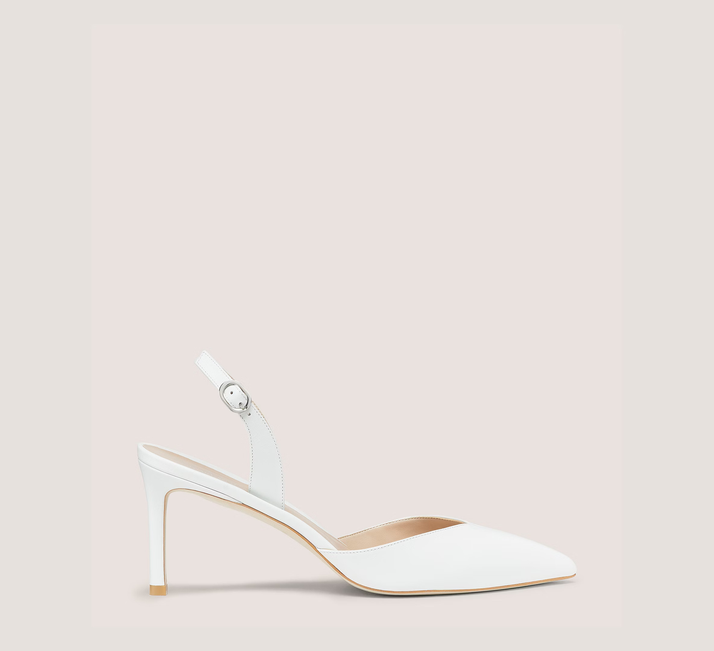 Stuart Weitzman Julia 75 Slingback Pump The SW Outlet, White Smooth Leather, Size: 10.5 Medium | Stuart Weitzman Outlet