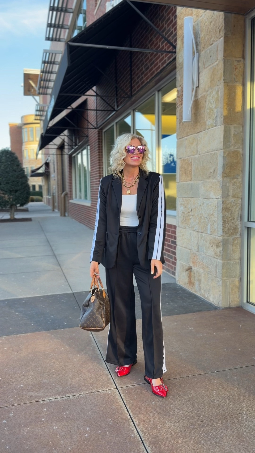 In love with this racing stripe track blazer set from Amazon 
Comes in three colors and fits tts 
Super cute with flats, heels or sneakers 
Valentines date night outfit for women 
Workwear 

#LTKWorkwear #LTKOver40 #LTKValentine