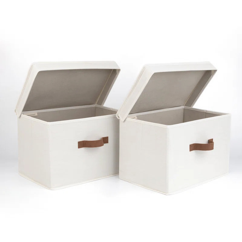 Storage Fabric Box Set with Lids | Wayfair North America