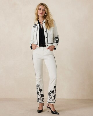 Women's Ginkgo Girlfriend Cropped Flared Jeans in White | Chico's | Chico's