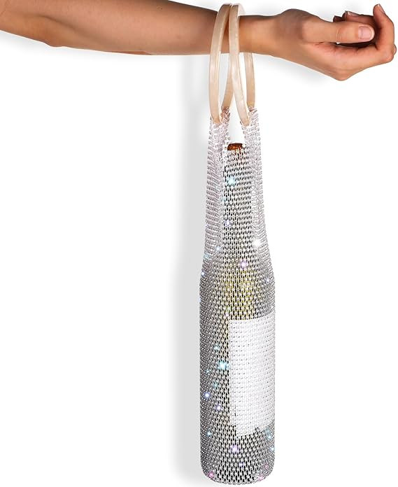 Shinylin Wine Pouch Mesh Embedded Rhinestone Wine Tote Purse Bottle Carrier Bag For Friend New Be... | Amazon (US)