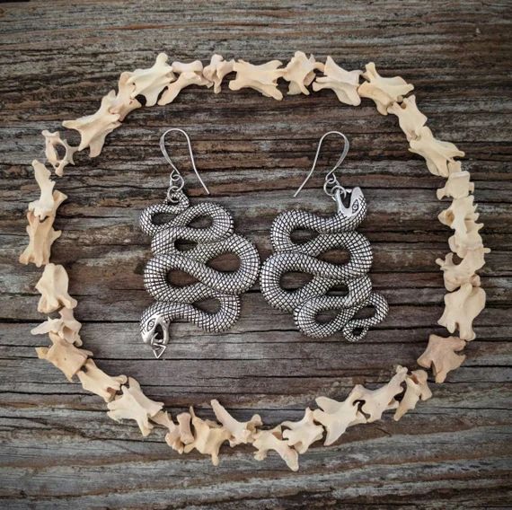 Snake - Earrings - Silver - Goth - Jewelry - Witchy - Oddities - Serpent - Gothic - Gift - Spooky... | Etsy (US)