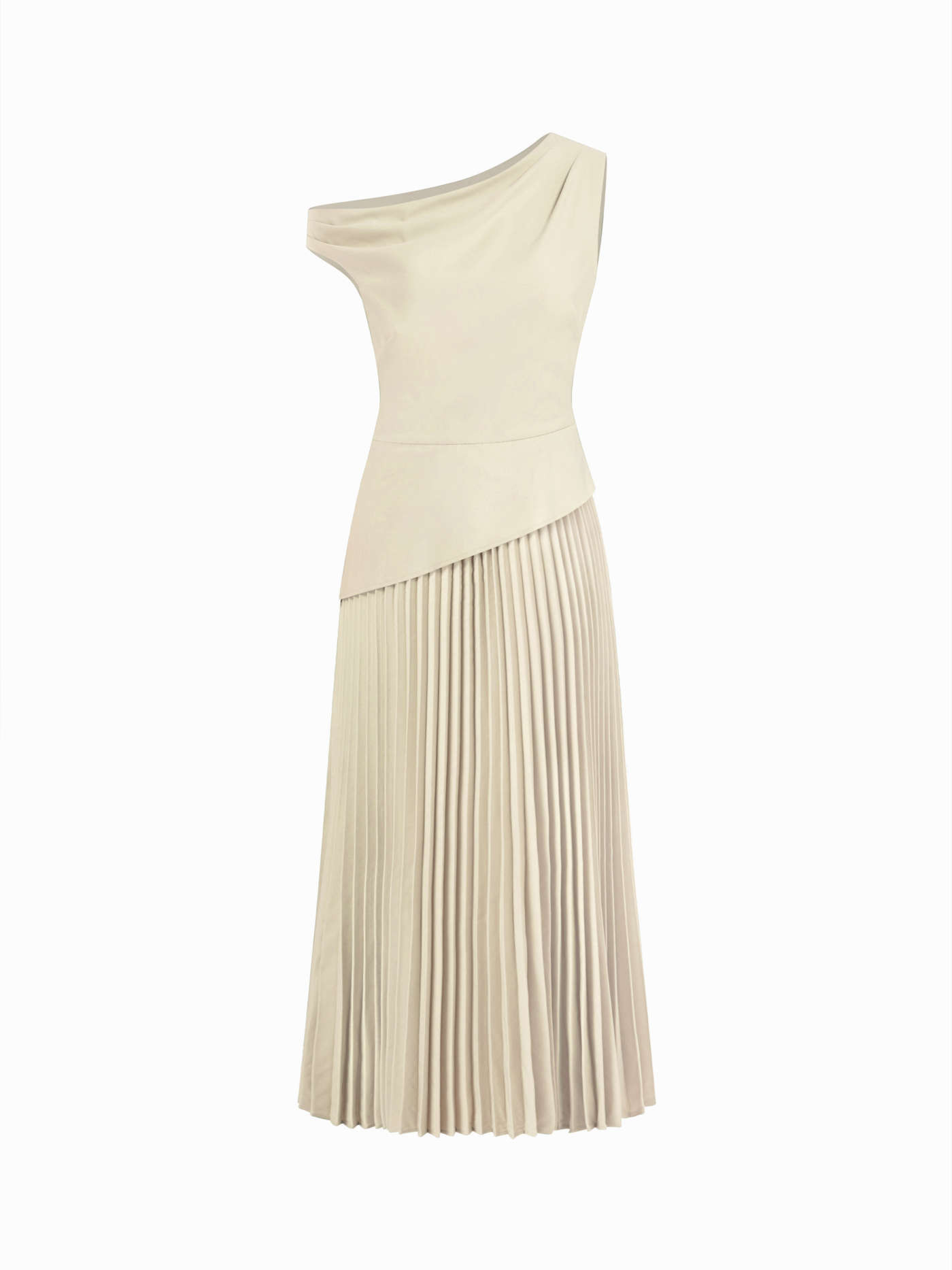 Asymmetrical Neck Pleated Flared Maxi Dress | Cider