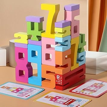 20PCS Wooden Number Building Blocks 1-10 - Montessori Math Stacking Number Blocks Toys with Count... | Amazon (US)