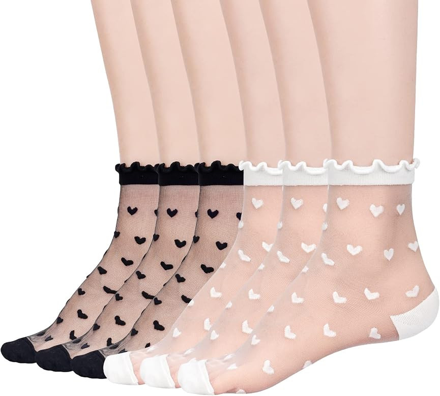 Mcool Mary Women's Ruffle Sheer Mesh Casual Lace Socks - Summer Ultra Thin Cool See Through Ankle... | Amazon (US)