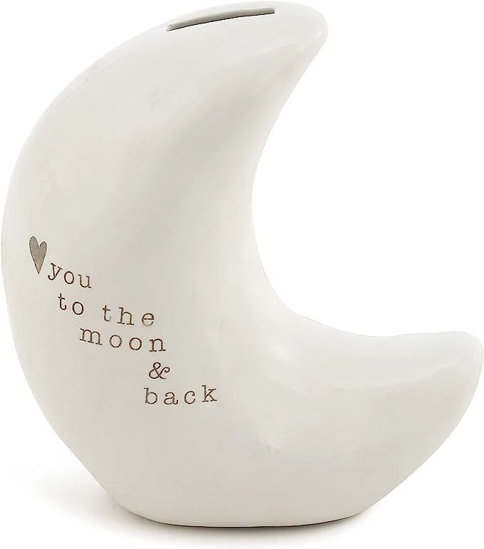 Love You to The Moon Glossy White 6 x 6 Stoneware Ceramic Piggy Money Bank | Amazon (US)