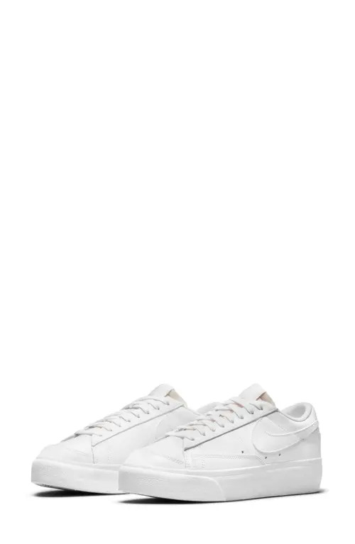 Nike Blazer Low Platform Sneaker in White/White/White/Black at Nordstrom, Size 7 | Nordstrom