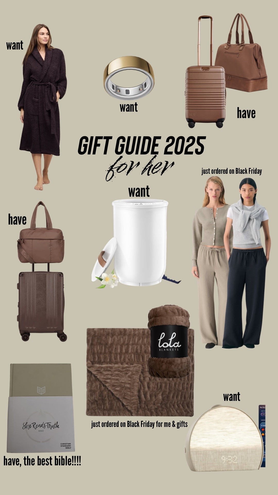 Gift guide for her 2025. Have most of these things and the rest I have my eye on  

#LTKGiftGuide #LTKCyberWeek #LTKHoliday
