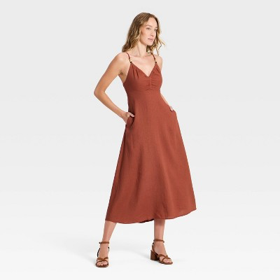 Women's Beaded Maxi Sundress - Universal Thread™ Brown L | Target