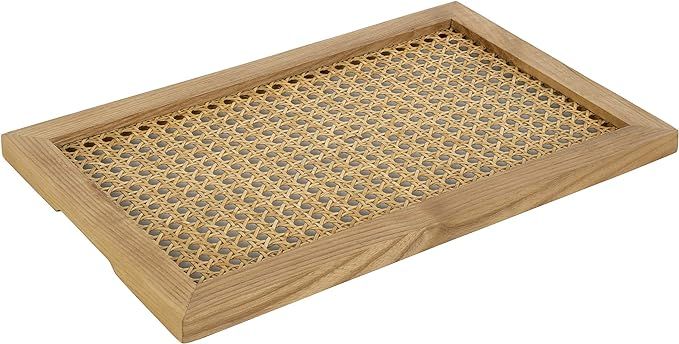 Youth Korea Large Rectangular Ash Wood Rattan Tray (Wood Color) Decorative Hand-Woven Serving Tra... | Amazon (US)