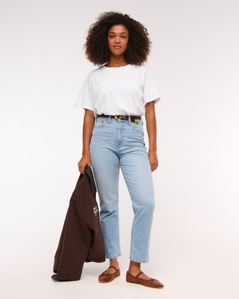 Curve Love Ultra High Rise Ankle Straight Jean | Abercrombie & Fitch (US)