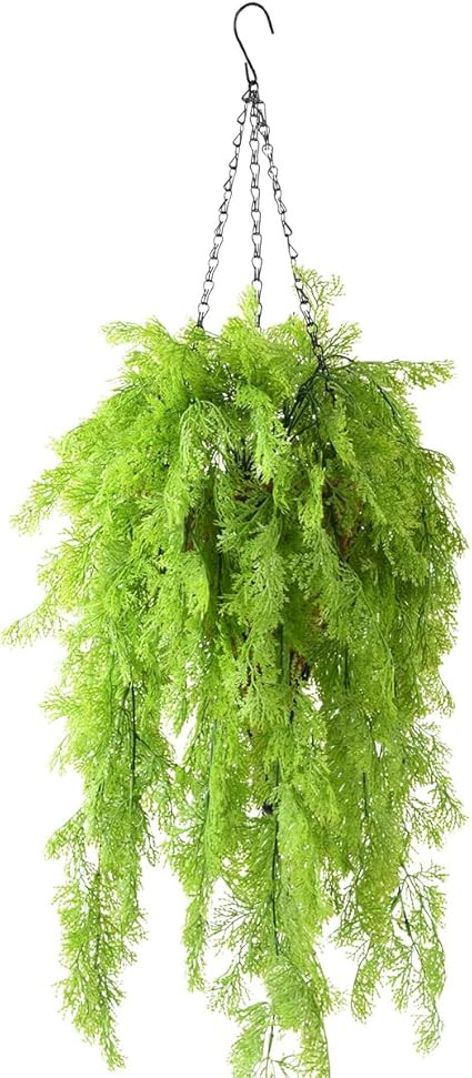 ZFProcess Artificial Hanging Plants in Basket Fake Hanging Curly Seaweed Ferns Plant with Coconut... | Amazon (US)